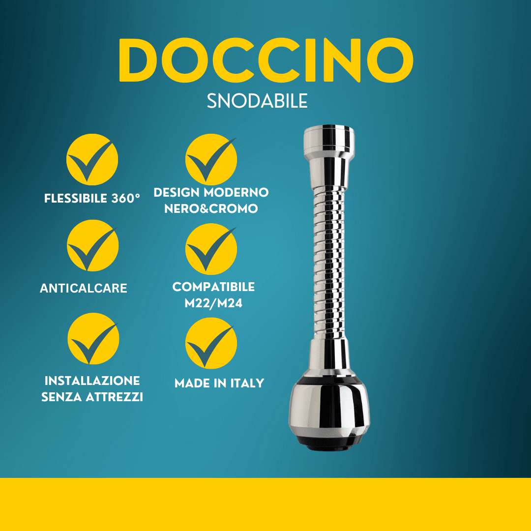 2x Doccino Rubinetto Flessibile Ottone Nero Orientabile Universale - Lemag srl