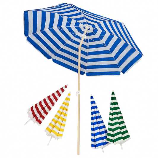 Ombrellone da Spiaggia Tondo Ø200 cm Cotone – Snodo, Custodia, Palo Acciaio - Lemag srl