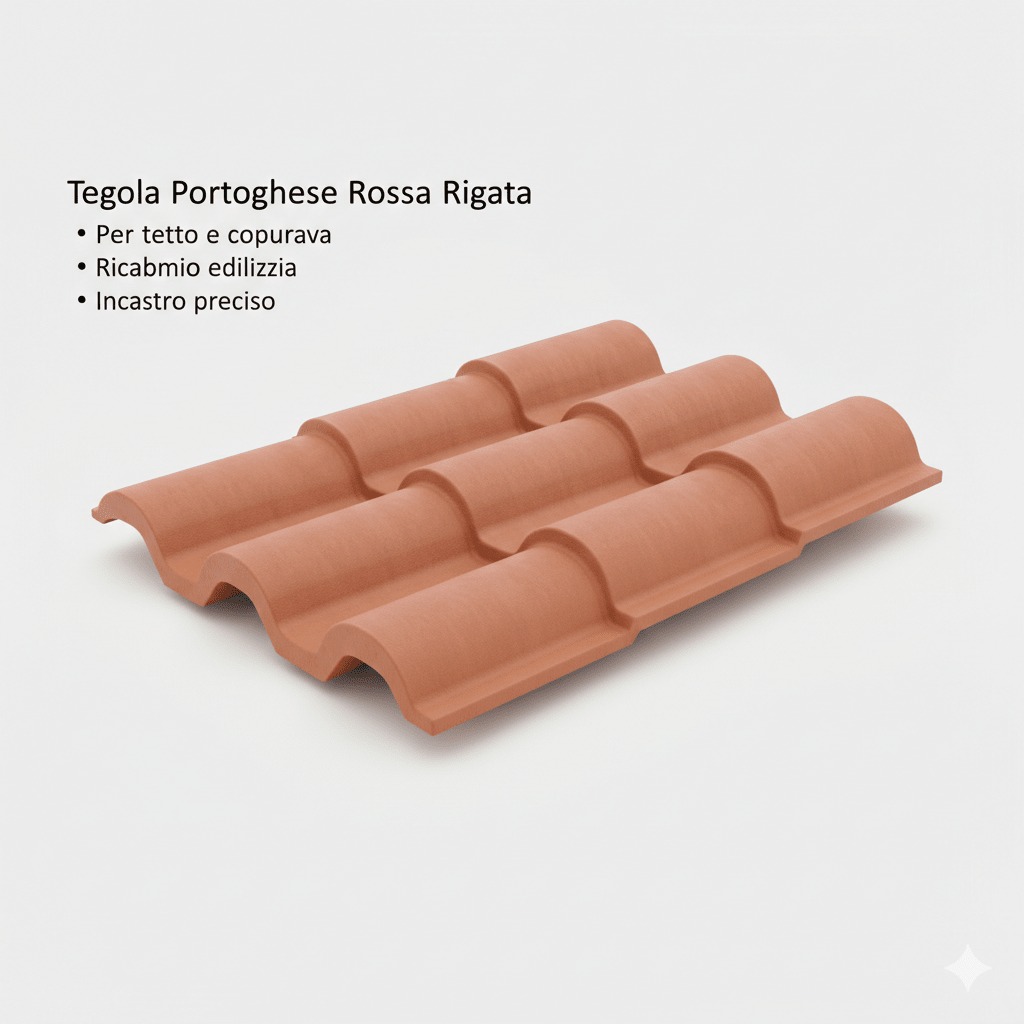 Tegola Portoghese Rossa Rigata Per Tetto Copertura Ricambio Edilizia - Lemag srl