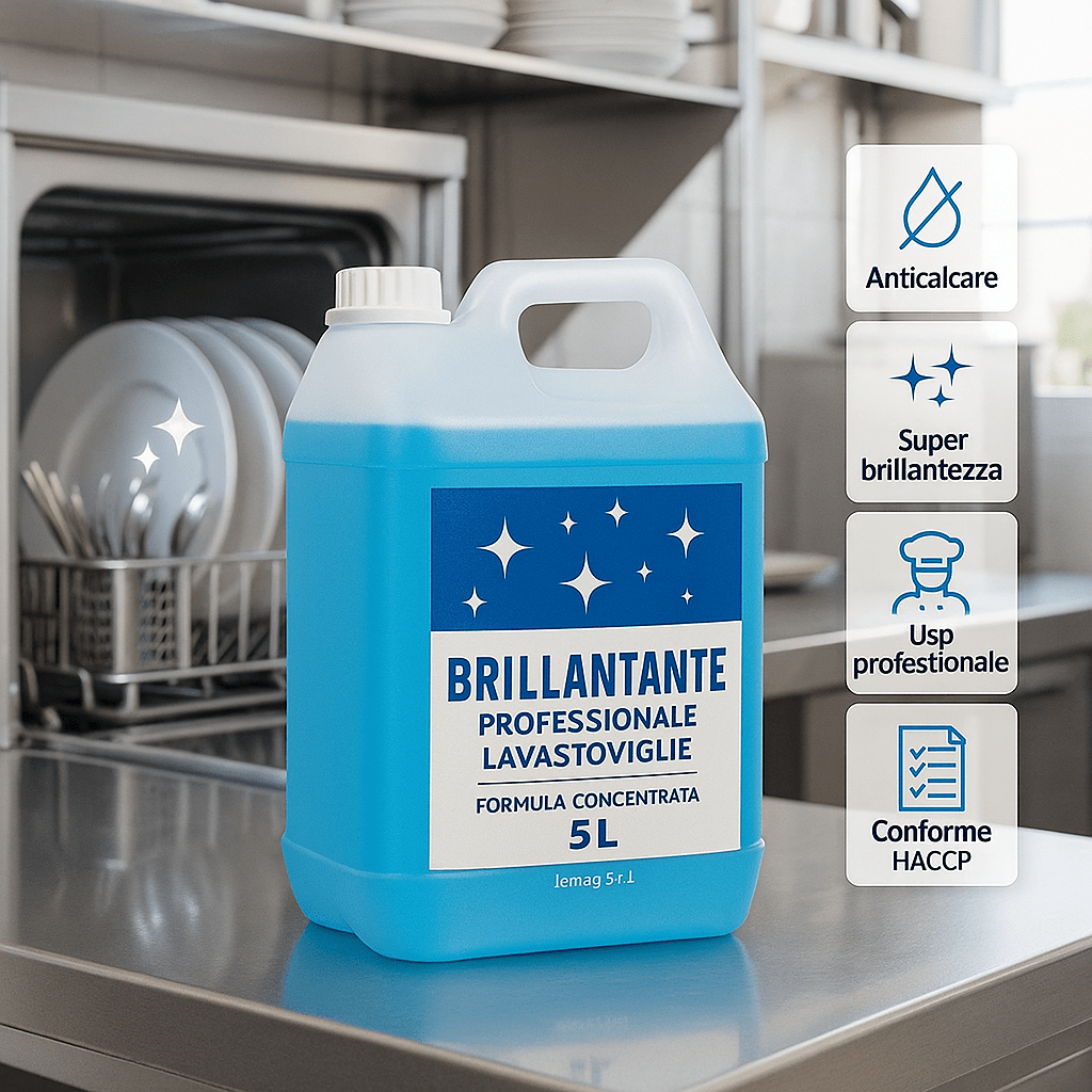 Brillantante Lavastoviglie 5L – Anticalcare, Sgrassante, Formula HACCP – Lemag srl - Lemag srl