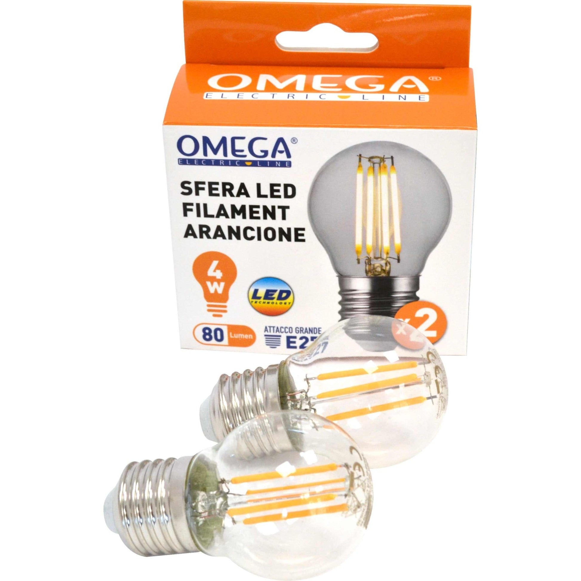 SET 2PZ SFERA LED FILAMENT ARANCIONE 4W E27 - Lemag srl