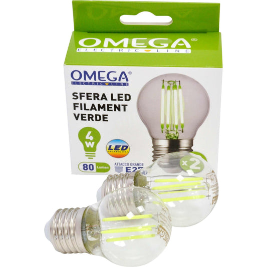 SET 2PZ SFERA LED FILAMENT VERDE 4W E27 - Lemag srl